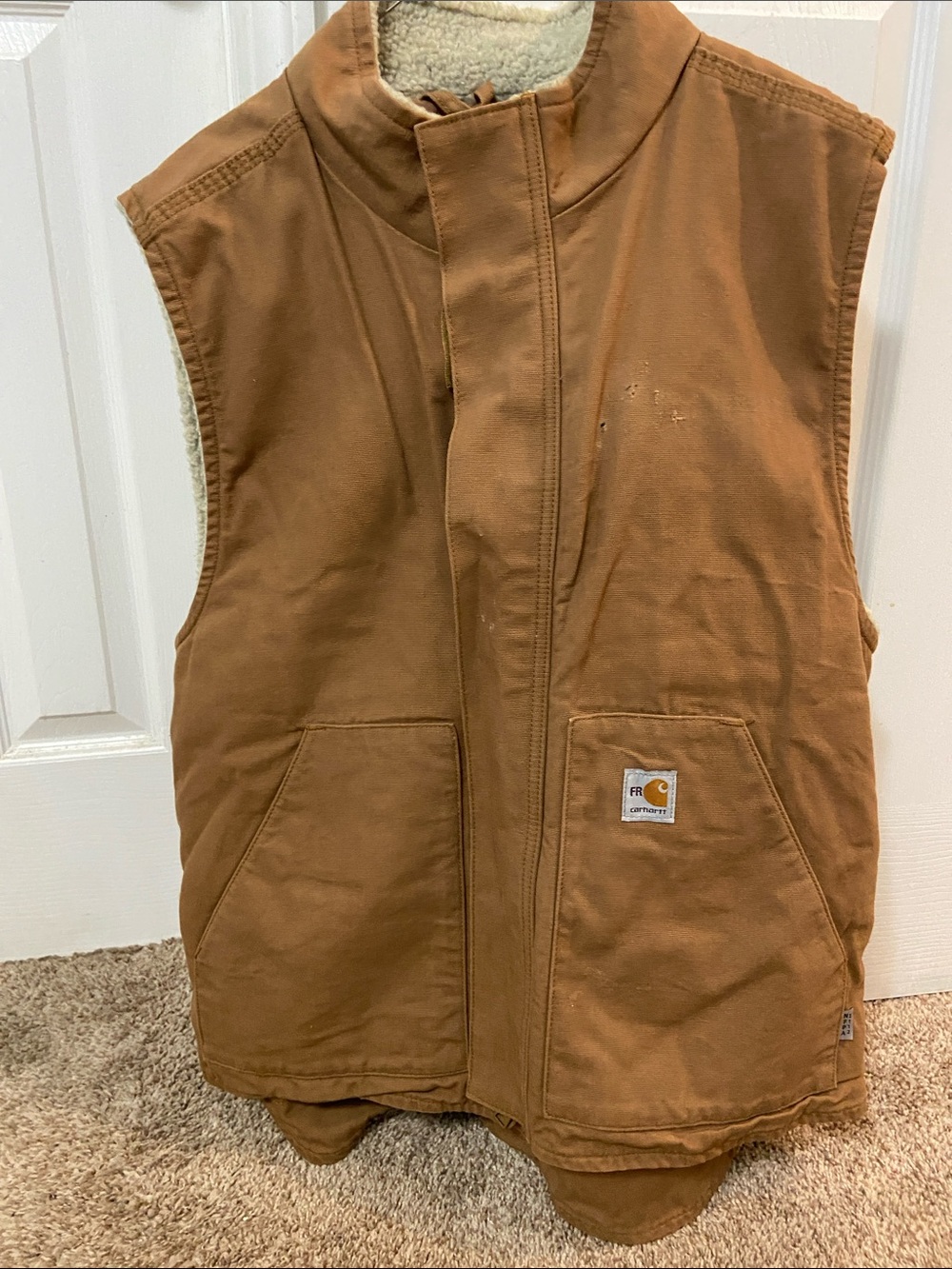 Carhartt Brown Hoodless Sherpa-Lined Work Vest